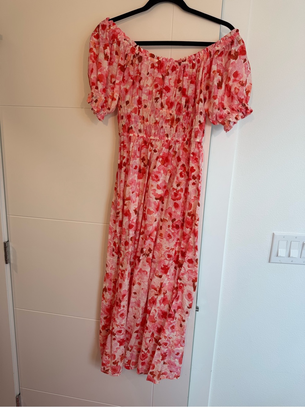 H&M Pink Floral Off-Shoulder Maxi Dress